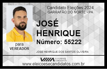 Candidato JOSÉ HENRIQUE 2024 - GARRAFÃO DO NORTE - Eleições