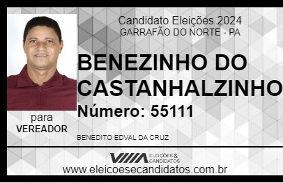 Candidato BENEZINHO DO CASTANHALZINHO 2024 - GARRAFÃO DO NORTE - Eleições