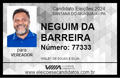 Candidato NEGUIM DA BARREIRA 2024 - SANTANA DO ARAGUAIA - Eleições