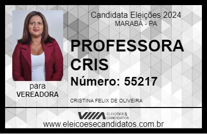 Candidato PROFESSORA CRIS 2024 - MARABÁ - Eleições