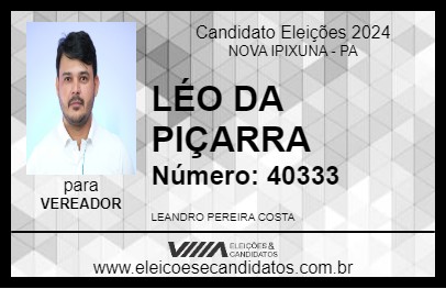 Candidato LÉO DA PIÇARRA 2024 - NOVA IPIXUNA - Eleições