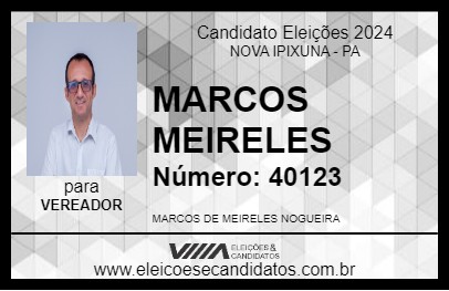 Candidato MARCOS MEIRELES 2024 - NOVA IPIXUNA - Eleições