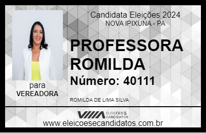 Candidato PROFESSORA ROMILDA 2024 - NOVA IPIXUNA - Eleições