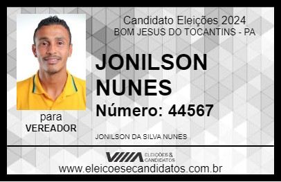 Candidato JONILSON NUNES 2024 - BOM JESUS DO TOCANTINS - Eleições