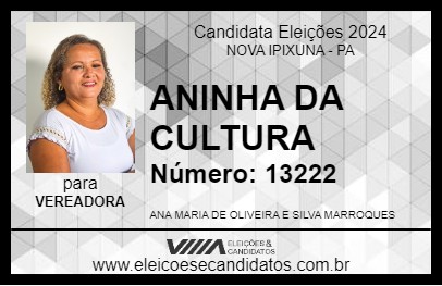 Candidato ANINHA DA CULTURA 2024 - NOVA IPIXUNA - Eleições