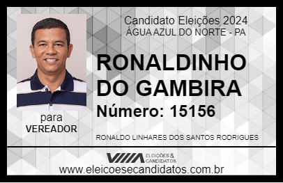 Candidato RONALDINHO DO GAMBIRA 2024 - ÁGUA AZUL DO NORTE - Eleições