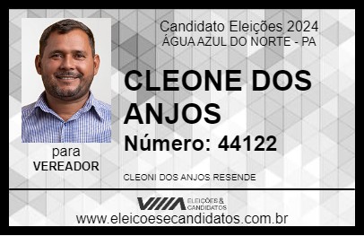 Candidato CLEONE DOS ANJOS 2024 - ÁGUA AZUL DO NORTE - Eleições