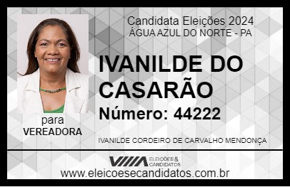 Candidato IVANILDE DO CASARÃO 2024 - ÁGUA AZUL DO NORTE - Eleições