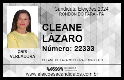 Candidato CLEANE LÁZARO 2024 - RONDON DO PARÁ - Eleições