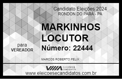 Candidato MARKINHOS LOCUTOR 2024 - RONDON DO PARÁ - Eleições