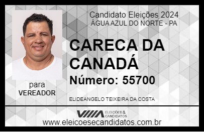 Candidato CARECA DA CANADÁ 2024 - ÁGUA AZUL DO NORTE - Eleições