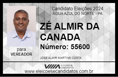 Candidato ZÉ ALMIR DA CANADA 2024 - ÁGUA AZUL DO NORTE - Eleições