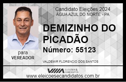 Candidato DEMIZINHO DO PICADÃO 2024 - ÁGUA AZUL DO NORTE - Eleições