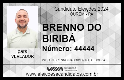 Candidato BRENNO DO BIRIBÁ 2024 - OURÉM - Eleições