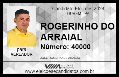 Candidato ROGERINHO DO ARRAIAL 2024 - OURÉM - Eleições