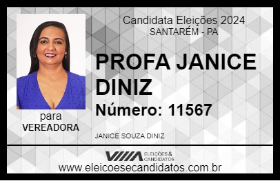 Candidato PROFA JANICE DINIZ 2024 - SANTARÉM - Eleições