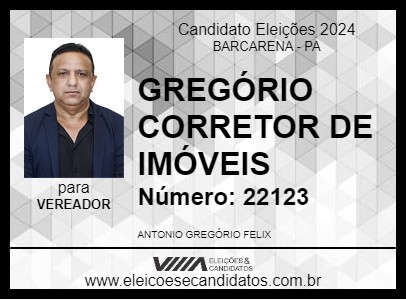 Candidato GREGÓRIO CORRETOR DE IMÓVEIS 2024 - BARCARENA - Eleições