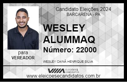 Candidato WESLEY ALUMMAQ 2024 - BARCARENA - Eleições