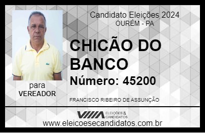 Candidato CHICÃO DO BANCO 2024 - OURÉM - Eleições