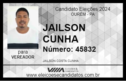 Candidato JAILSON CUNHA 2024 - OURÉM - Eleições