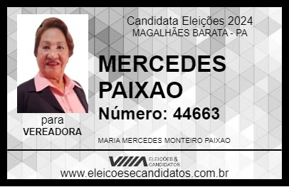 Candidato MERCEDES PAIXAO 2024 - MAGALHÃES BARATA - Eleições