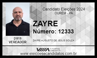 Candidato ZAYRE 2024 - OURÉM - Eleições