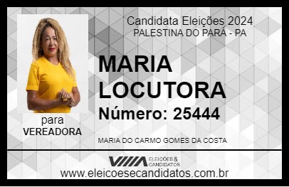 Candidato MARIA LOCUTORA 2024 - PALESTINA DO PARÁ - Eleições