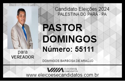 Candidato PASTOR DOMINGOS 2024 - PALESTINA DO PARÁ - Eleições