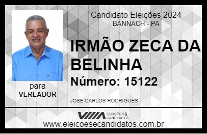 Candidato IRMÃO ZECA DA BELINHA 2024 - BANNACH - Eleições