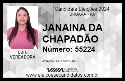 Candidato JANAINA DA CHAPADÃO 2024 - URUARÁ - Eleições