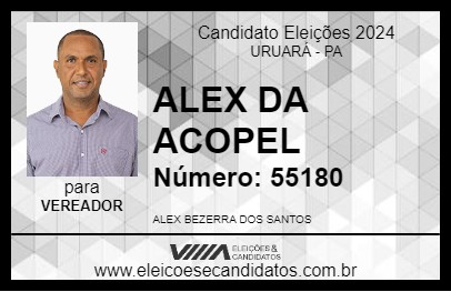 Candidato ALEX DA ACOPEL 2024 - URUARÁ - Eleições