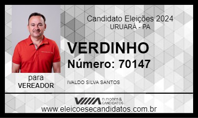 Candidato VERDINHO 2024 - URUARÁ - Eleições