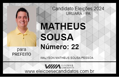 Candidato MATHEUS SOUSA 2024 - URUARÁ - Eleições