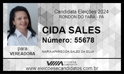 Candidato CIDA SALES 2024 - RONDON DO PARÁ - Eleições