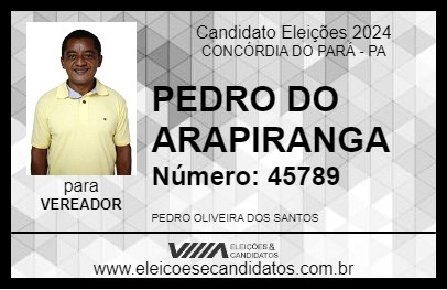 Candidato PEDRO DO ARAPIRANGA 2024 - CONCÓRDIA DO PARÁ - Eleições