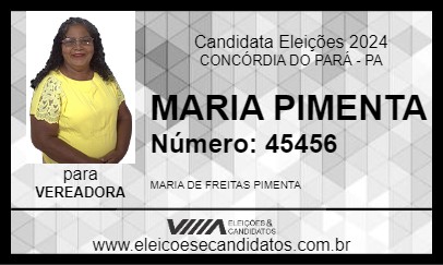 Candidato MARIA PIMENTA 2024 - CONCÓRDIA DO PARÁ - Eleições