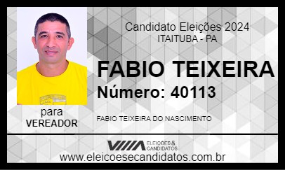 Candidato FABIO TEIXEIRA 2024 - ITAITUBA - Eleições