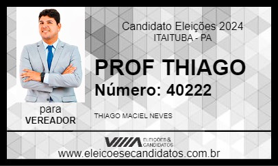 Candidato PROF THIAGO 2024 - ITAITUBA - Eleições