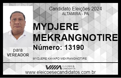 Candidato MYDJERE MEKRANGNOTIRE 2024 - ALTAMIRA - Eleições