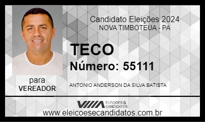 Candidato TECO 2024 - NOVA TIMBOTEUA - Eleições