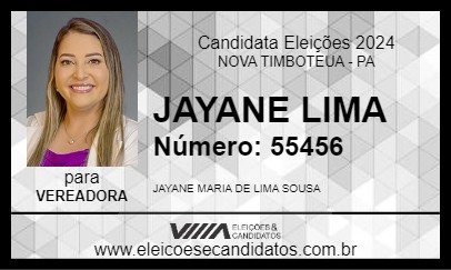 Candidato JAYANE LIMA 2024 - NOVA TIMBOTEUA - Eleições