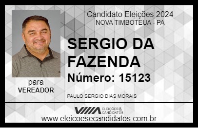 Candidato SERGIO DA FAZENDA 2024 - NOVA TIMBOTEUA - Eleições