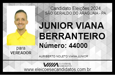 Candidato JUNIOR VIANA BERRANTEIRO 2024 - SÃO GERALDO DO ARAGUAIA - Eleições