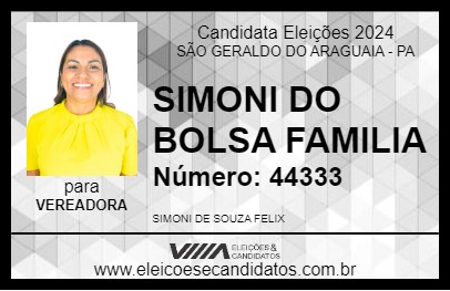 Candidato SIMONI FELIX 2024 - SÃO GERALDO DO ARAGUAIA - Eleições