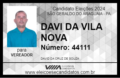 Candidato DAVI DA VILA NOVA 2024 - SÃO GERALDO DO ARAGUAIA - Eleições