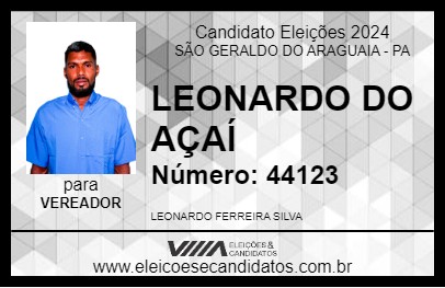 Candidato LEONARDO DO AÇAÍ 2024 - SÃO GERALDO DO ARAGUAIA - Eleições