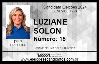 Candidato LUZIANE SOLON 2024 - BENEVIDES - Eleições