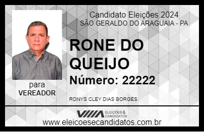 Candidato RONE DO QUEIJO 2024 - SÃO GERALDO DO ARAGUAIA - Eleições