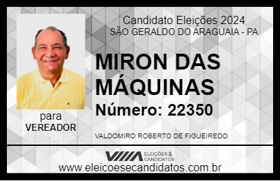 Candidato MIRON DAS MÁQUINAS 2024 - SÃO GERALDO DO ARAGUAIA - Eleições