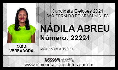 Candidato NÁDILA ABREU 2024 - SÃO GERALDO DO ARAGUAIA - Eleições